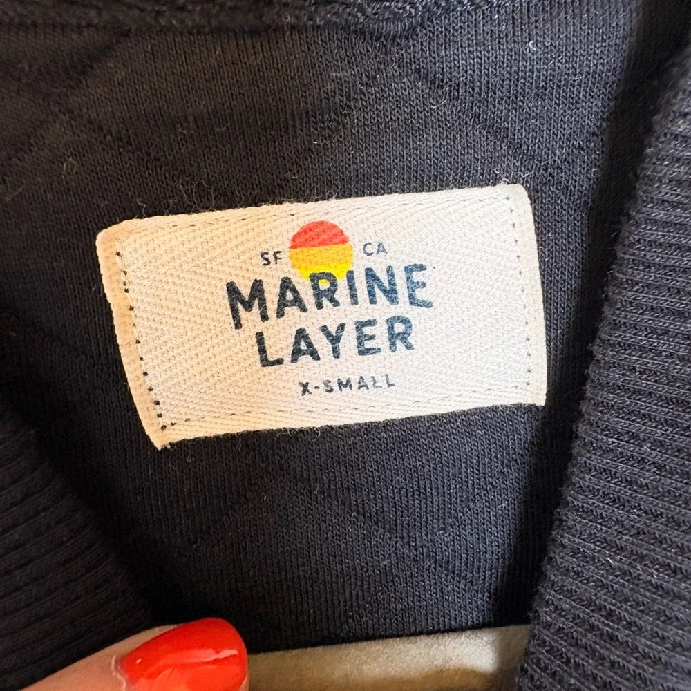Marine Layer Black Corbet Quilted Bomber Jacket Fitted XS